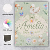 Personalised Name Swan and Ducklings with Custom  Unique Gift Idea Elegant Feature Canvas Wall Art Print Decor Picture Ready to Hang
