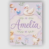 Personalised Name Swan and Ducklings with Custom  Unique Gift Idea Elegant Feature Canvas Wall Art Print Decor Picture Ready to Hang