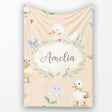 Swan and Ducklings with Flowers Mushrooms Soft Beige Seamless  Personalised Custom Name Super Soft Fleece Blanket Bed Sofa Throw