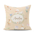 Custom Name Swan and Ducklings with Flowers Mushrooms Soft Beige Square Filled Cushion Throw Pillow Sofa Bed Home Decor Zip Washable UK Made