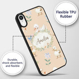 Swan and Ducklings with Flowers Mushrooms Soft Custom Name Protective Phone Case Mobile Cover Durable Everyday Smartphone Shock Resistant