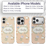 Swan and Ducklings with Flowers Mushrooms Soft Custom Name Protective Phone Case Mobile Cover Durable Everyday Smartphone Shock Resistant