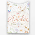 Swan and Ducklings with Flowers Mushrooms Soft White Seamless  Personalised Custom Name Super Soft Fleece Blanket Bed Sofa Throw