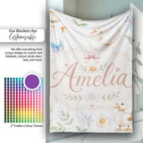 Swan and Ducklings with Flowers Mushrooms Soft White Seamless  Personalised Custom Name Super Soft Fleece Blanket Bed Sofa Throw