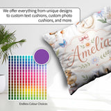 Custom Name Swan and Ducklings with Flowers Mushrooms Soft White Square Filled Cushion Throw Pillow Sofa Bed Home Decor Zip Washable UK Made