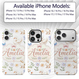 Swan and Ducklings with Flowers Mushrooms Soft Custom Name Protective Phone Case Mobile Cover Durable Everyday Smartphone Shock Resistant
