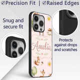 Woodland Deer Fox Squirrel with Trees Mushrooms Custom Name Protective Phone Case Mobile Cover Durable Everyday Smartphone Shock Resistant