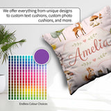 Custom Name Woodland Deer Fox Squirrel with Trees Mushrooms Soft Square Filled Cushion Throw Pillow Sofa Bed Home Decor Zip Washable UK Made