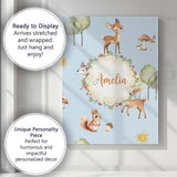 Personalised Name Woodland Deer Fox Squirrel Custom Bespoke  Contemporary Display Canvas Wall Art Print Decor Picture Ready to Hang