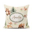 Custom Name Bear Bunny Squirrel Trees Mushrooms Butterfly Cream Square Filled Cushion Throw Pillow Sofa Bed Home Decor Zip Washable UK Made