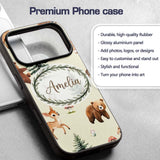 Bear Bunny Squirrel Trees Mushrooms Butterfly Custom Name Protective Phone Case Mobile Cover Durable Everyday Smartphone Shock Resistant