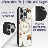 Bear Bunny Squirrel Trees Mushrooms Butterfly Custom Name Protective Phone Case Mobile Cover Durable Everyday Smartphone Shock Resistant