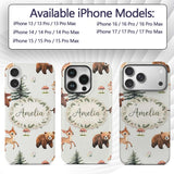 Bear Bunny Squirrel Trees Mushrooms Butterfly Custom Name Protective Phone Case Mobile Cover Durable Everyday Smartphone Shock Resistant