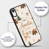 Bear Bunny Squirrel Trees Mushrooms Butterfly Custom Name Protective Phone Case Mobile Cover Durable Everyday Smartphone Shock Resistant