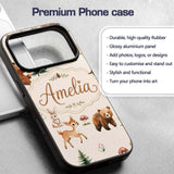Bear Bunny Squirrel Trees Mushrooms Butterfly Custom Name Protective Phone Case Mobile Cover Durable Everyday Smartphone Shock Resistant