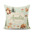 Custom Name Bear Squirrel Mushrooms Butterfly Soft Sage Seamless Square Filled Cushion Throw Pillow Sofa Bed Home Decor Zip Washable UK Made