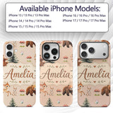 Bear Bunny Deer Squirrel Trees Printed Design Custom Name Protective Phone Case Mobile Cover Durable Everyday Smartphone Shock Resistant