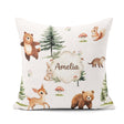 Custom Name Bear Bunny Deer Trees Mushrooms Butterfly Soft Grey Square Filled Cushion Throw Pillow Sofa Bed Home Decor Zip Washable UK Made