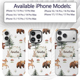 Bear Bunny Deer Squirrel Trees Printed Design Custom Name Protective Phone Case Mobile Cover Durable Everyday Smartphone Shock Resistant