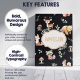 Personalised Name Woodland Deer Bear Fox Custom  Unique Gift Idea Elegant Feature Canvas Wall Art Print Decor Picture Ready to Hang