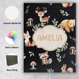 Personalised Name Woodland Deer Bear Fox Custom  Unique Gift Idea Elegant Feature Canvas Wall Art Print Decor Picture Ready to Hang