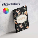 Personalised Name Woodland Deer Bear Fox Custom  Unique Gift Idea Elegant Feature Canvas Wall Art Print Decor Picture Ready to Hang