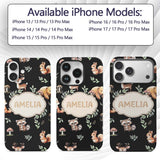Woodland Deer Bear Fox Owl Raccoon Printed Design Custom Name Protective Phone Case Mobile Cover Durable Everyday Smartphone Shock Resistant