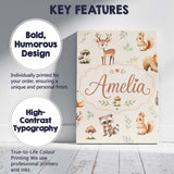 Personalised Name Woodland Deer Bear Fox Custom  Unique Gift Idea Elegant Feature Canvas Wall Art Print Decor Picture Ready to Hang
