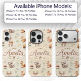 Woodland Deer Bear Fox Owl Raccoon Printed Design Custom Name Protective Phone Case Mobile Cover Durable Everyday Smartphone Shock Resistant