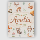 Personalised Name Woodland Deer Bear Fox Custom  Unique Gift Idea Elegant Feature Canvas Wall Art Print Decor Picture Ready to Hang
