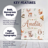 Personalised Name Woodland Deer Bear Fox Custom  Unique Gift Idea Elegant Feature Canvas Wall Art Print Decor Picture Ready to Hang