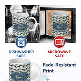 Personalized Custom Name Golden Moon and Celestial Watercolor Night Sky Seamless Pattern 11oz Ceramic Coffee Tea Mug White Large Handle