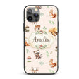 Woodland Deer Bear Fox Owl Raccoon Printed Design Custom Name Protective Phone Case Mobile Cover Durable Everyday Smartphone Shock Resistant