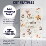 Personalised Name Woodland Deer Bear Fox Custom  Unique Gift Idea Elegant Feature Canvas Wall Art Print Decor Picture Ready to Hang