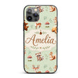 Woodland Deer Bear Fox Owl Raccoon Printed Design Custom Name Protective Phone Case Mobile Cover Durable Everyday Smartphone Shock Resistant