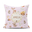 Custom Name Woodland Deer Fox Owl Raccoon Leaves Mushrooms Lilac Square Filled Cushion Throw Pillow Sofa Bed Home Decor Zip Washable UK Made