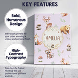 Personalised Name Woodland Deer Bear Fox Custom  Unique Gift Idea Elegant Feature Canvas Wall Art Print Decor Picture Ready to Hang
