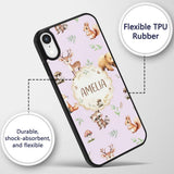 Woodland Deer Bear Fox Owl Raccoon Printed Design Custom Name Protective Phone Case Mobile Cover Durable Everyday Smartphone Shock Resistant