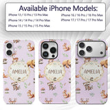 Woodland Deer Bear Fox Owl Raccoon Printed Design Custom Name Protective Phone Case Mobile Cover Durable Everyday Smartphone Shock Resistant