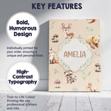 Personalised Name Woodland Deer Bear Fox Custom  Unique Gift Idea Elegant Feature Canvas Wall Art Print Decor Picture Ready to Hang