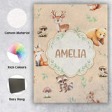 Personalised Name Woodland Deer Bear Fox Custom  Unique Gift Idea Elegant Feature Canvas Wall Art Print Decor Picture Ready to Hang