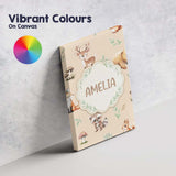 Personalised Name Woodland Deer Bear Fox Custom  Unique Gift Idea Elegant Feature Canvas Wall Art Print Decor Picture Ready to Hang