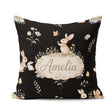 Custom Name Bunny Rabbits Butterflies Meadow Soft White Seamless Square Filled Cushion Throw Pillow Sofa Bed Home Decor Zip Washable UK Made