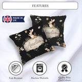 Custom Name Bunny Rabbits Butterflies Meadow Soft White Seamless Square Filled Cushion Throw Pillow Sofa Bed Home Decor Zip Washable UK Made