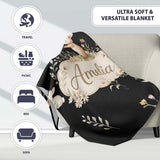 Bunny Rabbits Flowers Butterflies Meadow Soft White Seamless  Personalised Custom Name Super Soft Fleece Blanket Bed Sofa Throw