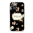 Woodland Deer Fox Trees Mushrooms Sun Animals Custom Name Protective Phone Case Mobile Cover Durable Everyday Smartphone Shock Resistant