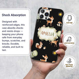 Woodland Deer Fox Trees Mushrooms Sun Animals Custom Name Protective Phone Case Mobile Cover Durable Everyday Smartphone Shock Resistant