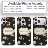 Woodland Deer Fox Trees Mushrooms Sun Animals Custom Name Protective Phone Case Mobile Cover Durable Everyday Smartphone Shock Resistant