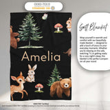 Woodland Animals Bear Deer Bunny Trees Mushrooms Butterfly Seamless  Personalised Custom Name Super Soft Fleece Blanket Bed Sofa Throw