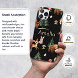 Woodland Animals Bear Deer Bunny Trees Mushrooms Custom Name Protective Phone Case Mobile Cover Durable Everyday Smartphone Shock Resistant